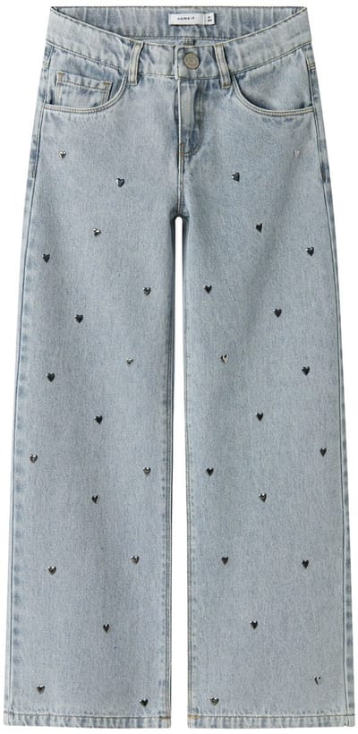Name It Rose Wide Hearts Stud Jeans Meisjes - Maat 140