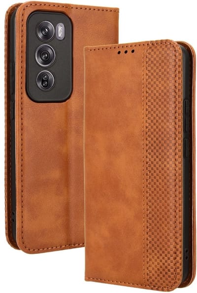Coverup Hoesje - Geschikt voor OPPO Reno12 Hoesje - Coverup Vintage Style Book Case - Bruin