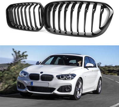 BukkitBow - Grill / Nieren geschikt voor BMW 1 Serie Facelift 2015+ (F20/F21) - M Performance Look Nieren - Hoogglans Zwart