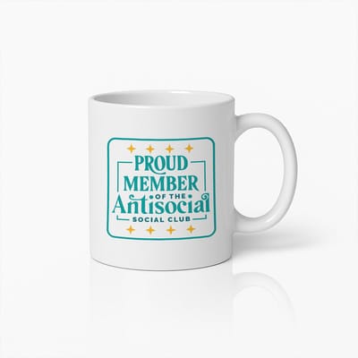 Trots Lid van de Antisocial Club Mok 330ml – Grappige Introvert Koffiebeker – Perfect Cadeau voor Anti-Sociale Vrienden & Thuisblijvers
