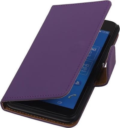 Sony Xperia E4g - Effen Paars Hoesje - Book Case Wallet Cover Hoes
