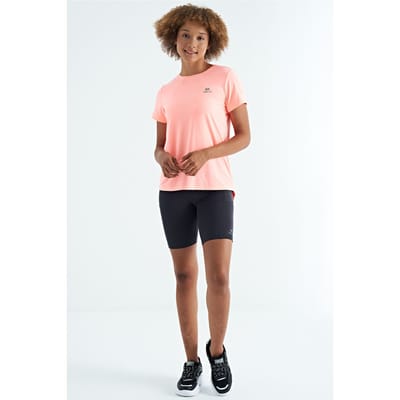 Dames relaxte t-shirt met ronde hals en zijopeningen
