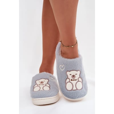 Bear & Heart Cozy Slippers - Lichtblauw / 36/37