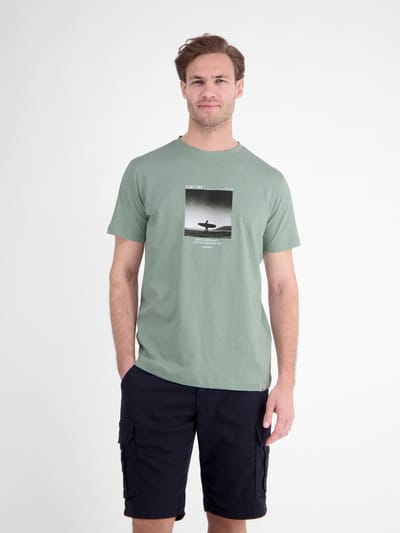 LERROS Sportief T-shirt met surferprint, puur katoen , Maat: S , Kleur: BAY GREEN , 100% katoen