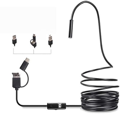 Jonyx - Endoscoop - Inspectiecamera - USB/Micro-USB/USB-C adapter - 5 meter - Zwart - Geschikt voor Android telefoon