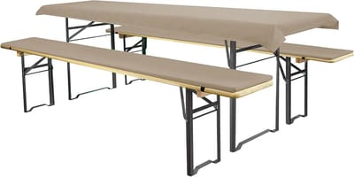 Biertafel Kussenset - Zitkussens Tafelkleed - Feestelijke Decoratie - Praktische Elastieken - 220x25 cm - Beige