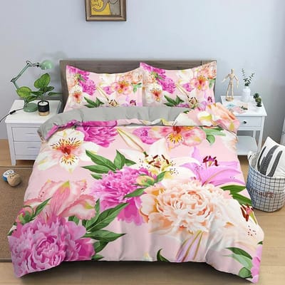 3D Roos Bloem Dekbedovertrek Dubbel 210x210 Beddengoedset 23 stuks Dekbedovertrek met Ritssluiting King Size Polyester Dekbedovertrek 70x133cm 2pcs