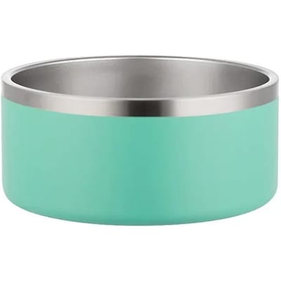 Ronde RVS Hond Kat Voerbak Dubbele Vacuüm Voeding Huisdierbak Grote Capaciteit Hond Voer Waterbak Hond Accessoires Puppy groen