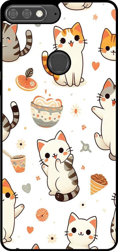 Smartphonica Telefoonhoesje Geschikt voor Huawei Y7 Prime (2018) met katten opdruk - TPU backcover case cat design geschikt voor Huawei Y7 (2018)