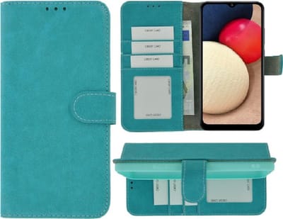Hoesje Geschikt voor Samsung Galaxy A42 - Bookcase - Pu Leder Wallet Book Case Turquoise Cover