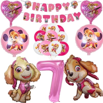 Roze Paw Patrol Verjaardagsfeest Decoratie Skye Wegwerp Servies Tafelkleed Bord Folie Ballonnen Babyborrel Meisjes Feestartikelen