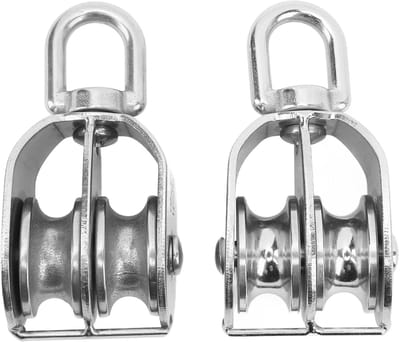 Dubbele Katrol - 360° Rotatie - 250KG - M32 - voor Touwen <12mm - RVS 304 - 2 stuks