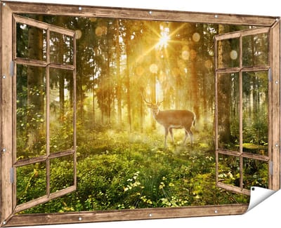 Gards Tuinposter Abstracte Kunst - Zwart met Witte Marmer - 60x40 cm - Tuindoek - Tuindecoratie - Wanddecoratie buiten - Tuinschilderij