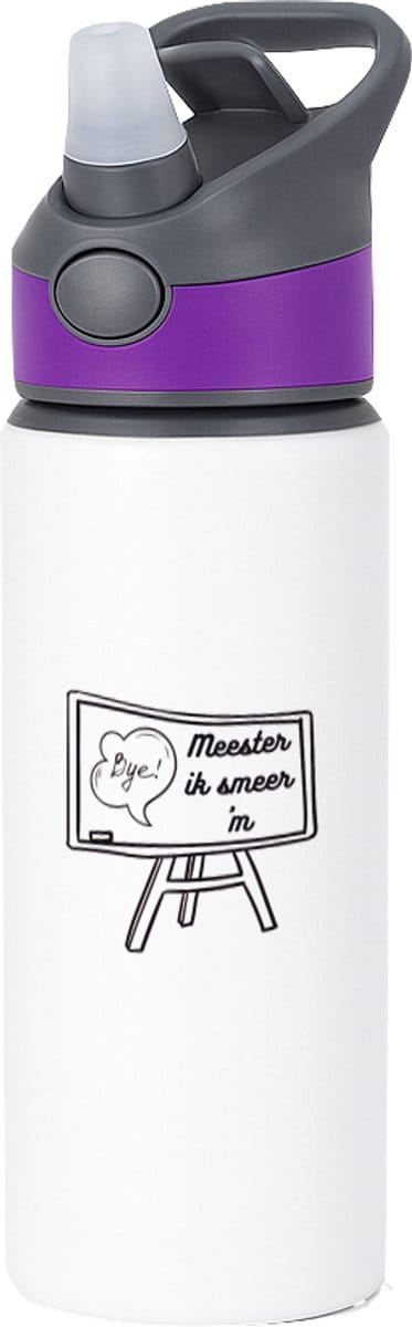 Hacebo® - Meester ik smeer ´m waterfles met rietje paars - Meester - Meester - Leraar - water fles - 650ML