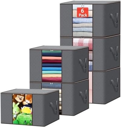 PromoHome 6 stuks Opbergdozen Set - Grote Capaciteit Opvouwbare Opbergboxen met Handgrepen