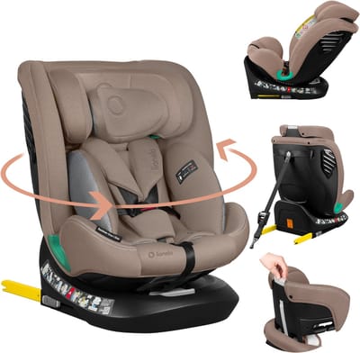 Lionelo Bastiaan One i‑Size Autostoel – 4-in-1 ISOFIX & Top Tether – Achterwaarts & Voorwaarts – 360° Draaibare EasyTurn Basis – Verstelbare Hoofdsteun & Memory Foam – 40–150 cm – Lange Gebruik & Hoog Veiligheidsniveau