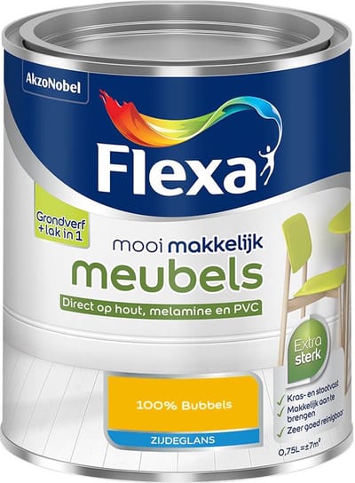 Flexa - Mooi Makkelijk Meubels Zijdeglans - 100% Bubbels - Mengverf - 750 Ml