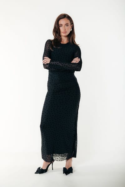 Colourful Rebel Maude Hearts Mesh Maxi Dress- L
