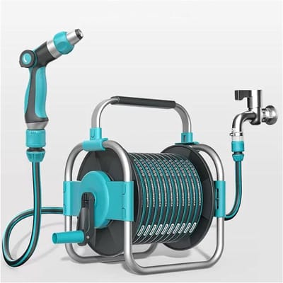 Metalen Slanghaspel - Vrijstaande Wagen - Tuin Water Geven - Stabiel Driehoekig Ontwerp - Max 40m Slang - Blauw