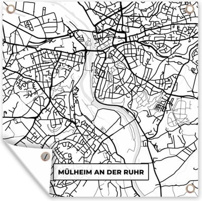 Tuin poster Mülheim an der Ruhr - Plattegrond - Kaart - Stadskaart - 200x200 cm - Tuindoek