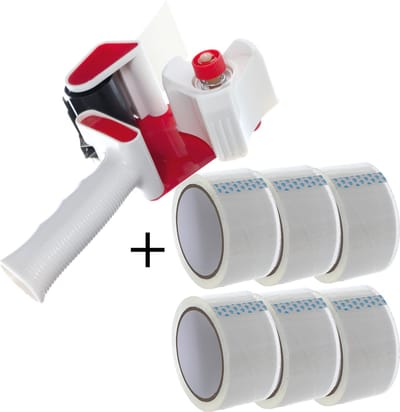 Profipack Tape Dispenser Promo Pack – Incl. 6 Rollen Tape (66m x 50mm x 40µ)