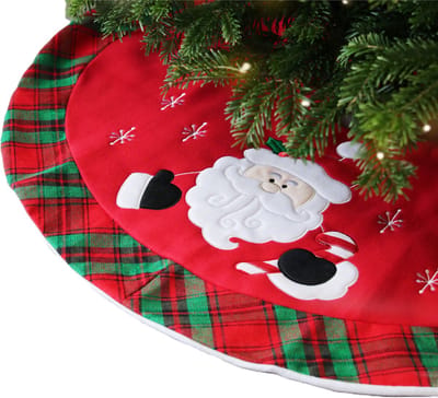 Unique Living Kerstboomrok - kerstman - rood/groen - D90 cm - polyester - kerstboomkleed