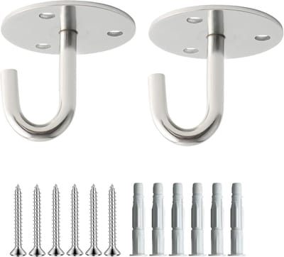SnelShoppen - Set van 2 duurzame plant haken, plafondhaken, wandhaken, geschikt voor hangmanden, planten, windgongen, vogelkooien en meer