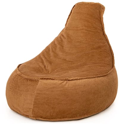 Drop & Sit Stoel Zitzak Ribstof - Zitzakfauteuil - Woonkamerzitzak – Cognac – Junior – Voor Binnen