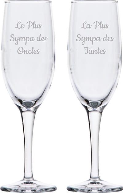 Champagneglas gegraveerd - 16,5cl - Le Plus Sympa des Oncles & La Plus Sympa des Tantes
