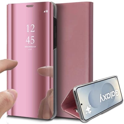 Hoesje geschikt voor Samsung Galaxy S25 - Spiegel Book Case Rosegoud