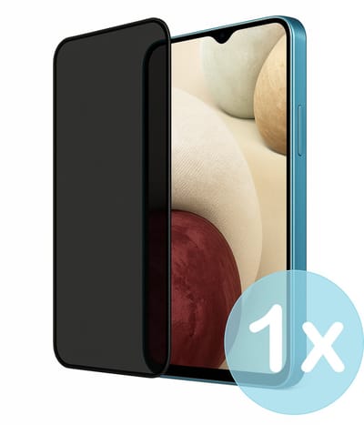 Privacy Screenprotector Geschikt voor Samsung Galaxy A12 – Anti-Gluren – Krasbestendig Gehard Glas 9H – Volledige Dekking – FuturiQ