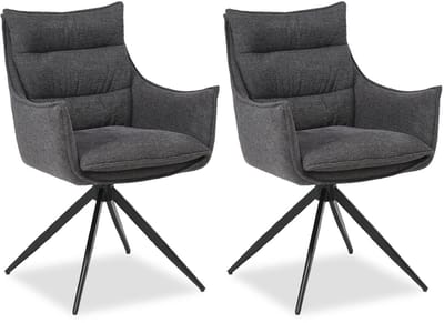 Homestyle4u Eetkamerstoel - 2 Stoelen - Draaibaar - Antraciet