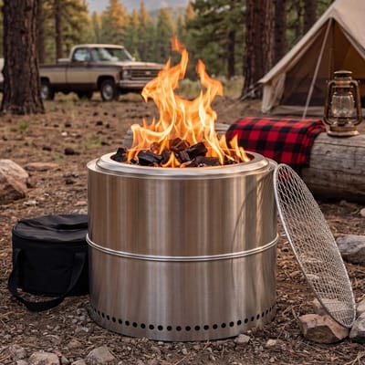 Rookarme Vuurkorf Buitenhaard - Draagbare Vuurkorf - Aslade - Dubbele Verbranding - 360 Graden Warmte - Camping Vuurkorf - 54 x 54 x 28 cm