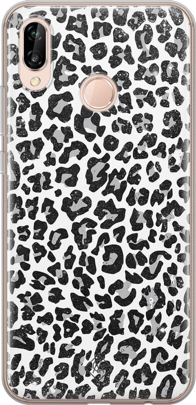 Casimoda® hoesje - Geschikt voor Huawei P20 Lite (2018) - Luipaard Grijs - Siliconen/TPU - Soft Case - Grijs - Luipaardprint