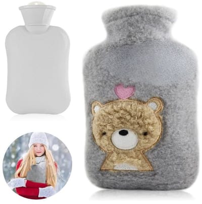 Famanu - Kinderwarmwaterkruik 1L met afneembare hoes – warmtekruik als wintercadeau voor kinderen