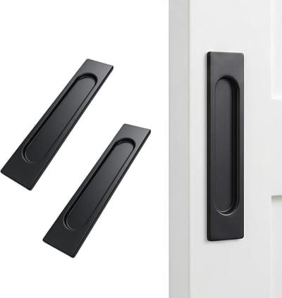 zwart, 2 stuks zelfklevende rechthoekige schuifdeurgrepen van aluminiumlegering, verborgen en vlakke handgreep zonder boren, voor kasten, schuifdeuren en laden, 148 mm