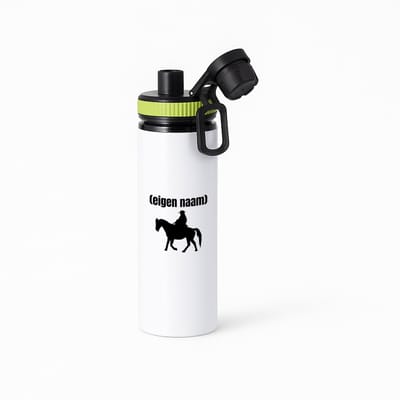 Hacebo® - cowboy op paard met eigen naam waterfles met draaidop groen - Cowboy - cowboy liefhebbers - wilde westen - verjaardag - cadeau - kado - water fles - 850ML