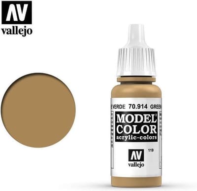 Vallejo Hobbyverf Acrylverf - 70914 Model Color Green Ochre - Acryl Verf flesje - 17 ml