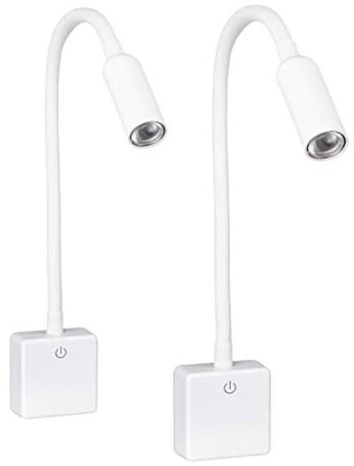 Dimbare LED Fitting Lamp met Flexibele Gansnek, 4000K Wit, Wandlamp met Stekker, Ideaal als Leeslamp