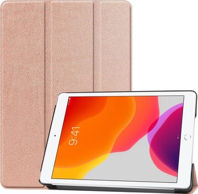 Hoesje - Geschikt voor Apple iPad 7 (2019) - 10.2 inch - 7e Generatie - Dun & Stevig - Hardcover Book Case - Trifold Bookcase Hoes - Hard Cover - Tablethoes - Rosé goud