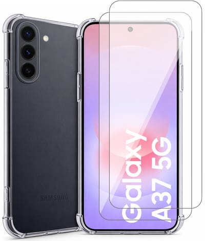 Hoesje geschikt voor Samsung Galaxy A37 – CrystalClear Back Cover – Schokbestendig – 2 Stuks Screenprotector Glas