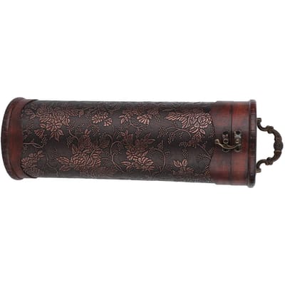 Draagbare Vintage Ronde Houten Enkele Rode Wijn Opbergdoos Met Handvat Retro Cadeau