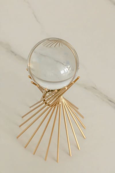VL HOME Modern gouden geomrtrisch ijzeren frame kristallen bal sculptuur