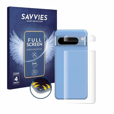 Savvies - Screenprotector voor Google Pixel 8 Pro (Achterkant) - Folie Beschermfolie transparant volledig dekking 4 Stuks