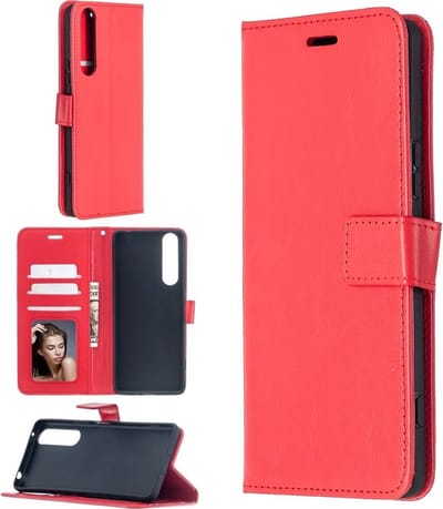 LuxeBass Hoesje geschikt voor Sony Xperia 1 II - Boekhoesje met kaartvakken - Rood gsm hoesje - telefoonhoes - telefoonhoesjes