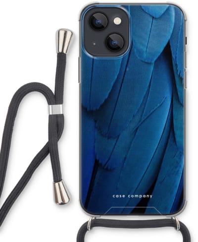 Case Company® - Hoesje met koord geschikt voor iPhone 13 mini hoesje met Koord - Pauw - Telefoonhoesje met Zwart Koord - Bescherming aan alle Kanten en Over de Schermrand