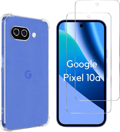 Hoesje geschikt voor Google Pixel 10A backcover Shockproof siliconen Transparant en 2 stuks Screenprotector Gehard Glas