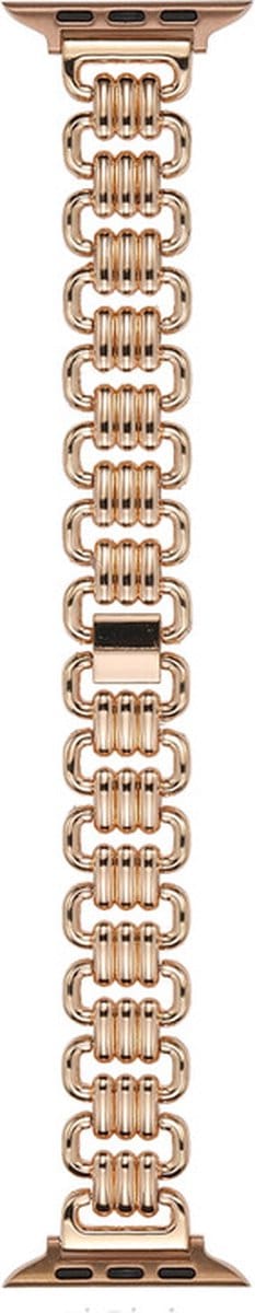 Stalen bandje - kettingvormig - geschikt voor Apple Watch 1/2/3/4/5/6/7/8/9/10/11/ SE (1,2,3) met maat 38 mm / 40 mm / 41 mm en 42 mm (Watch 10/11) - rosegoud