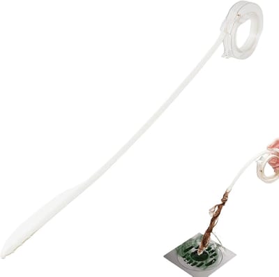 Afvoer Ontstopper - Verstoppingsverwijderaar - Douche Reinigen - Flexibel met Haken - 43 cm - Wit