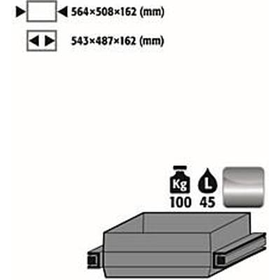 Uittrekbaar plateau heavy duty voor asecos veiligheidskasten van de series Q30, Q90 en S90, roestvrij staal 1.4301, B 564 x D 508 x H 162 mm, 45 l, tot 100 kg